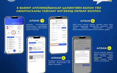 Иргэн та гар утаснаасаа e-barimt аппликейшн ашиглан цалингийн болон үйл ажиллагааны орлогын тайлангаа илгээгээрэй.